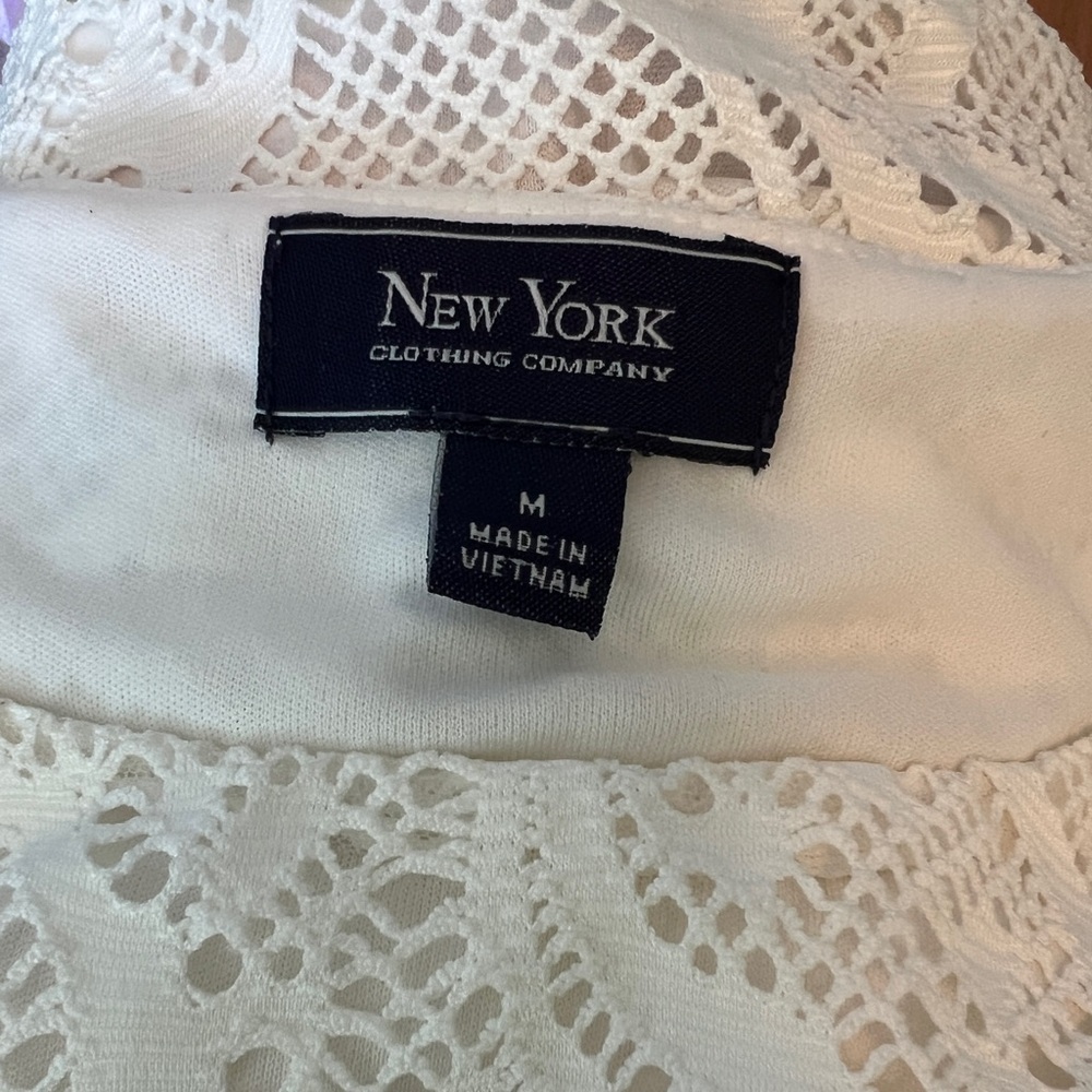 NY Clothing Co Classic White Eyelet Dress Cold Shoulder & Cap Sleeve - Medium - Picture 3 of 6